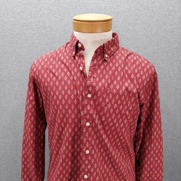 American Eagle Outfitters Classic Fit Rust Geometric Button Shirt Men’s Medium - Picture 2 of 5